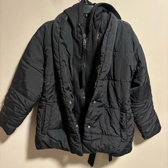 NWT Blank NYC Fair Shake Hooded Jacket Mixed Media Black- Size Medium - Picture 11 of 15